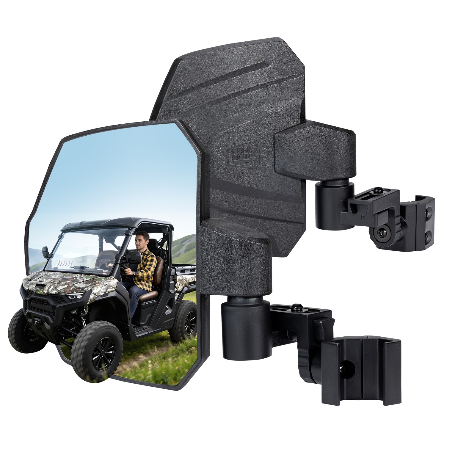 KEMIMOTO UTV Side Mirrors Pro-Fit for Polaris Ranger General Can-Am Defender