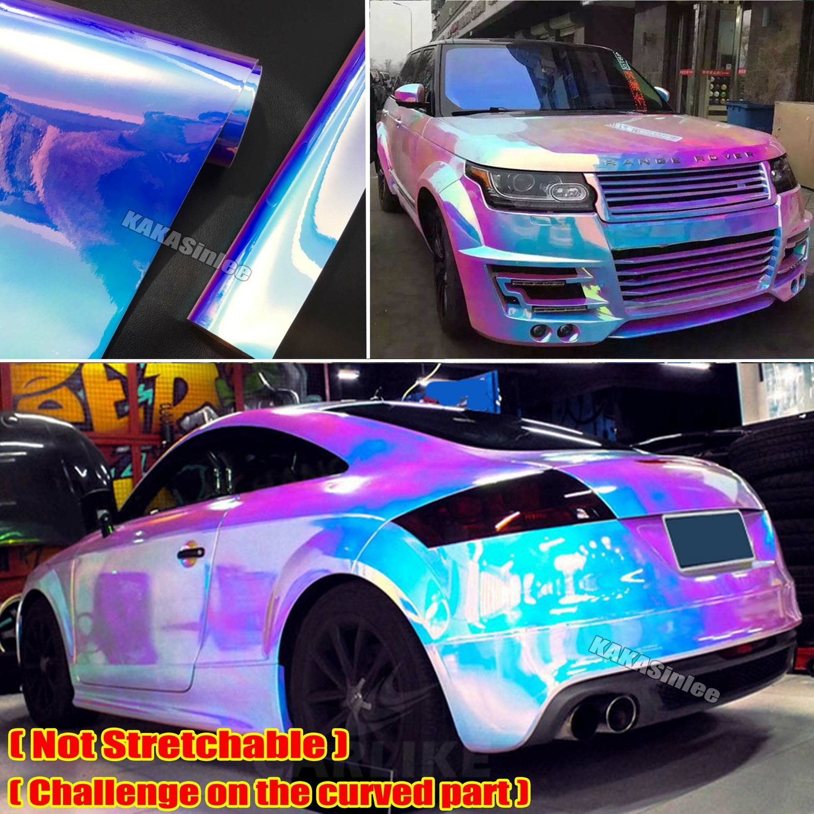 Colorful Rainbow Chameleon Mirror Chrome Car Metal Sticker Vinyl Wrap PVC Strips