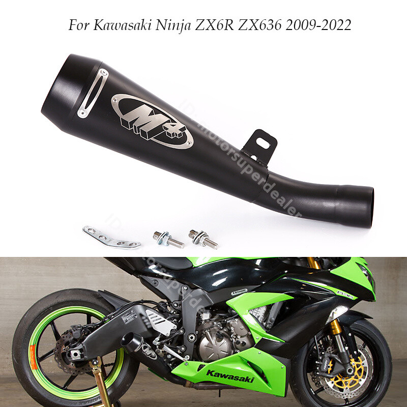 For Kawasaki Ninja ZX6R ZX636 2009-2022 Modified Exhaust Tips Black Muffler 55mm