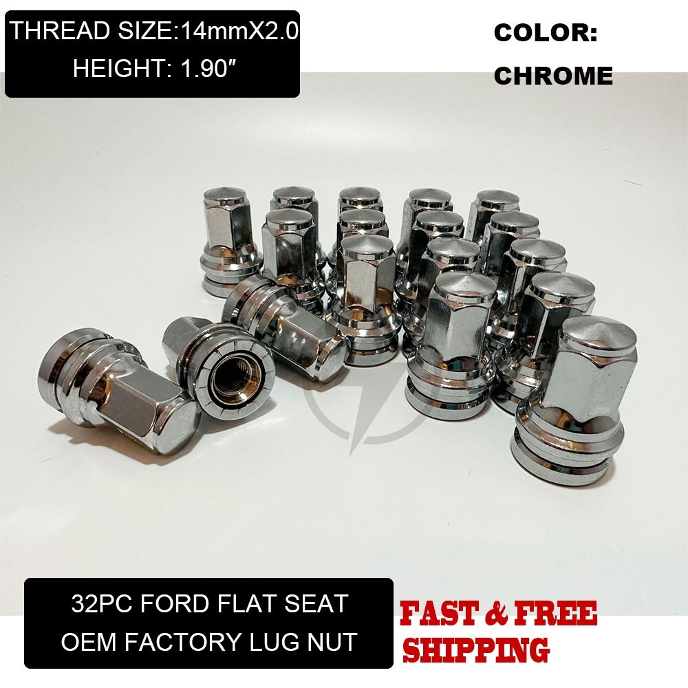 32 OEM Factory Lug Nuts 14×2.0 Flat Washer For Ford 99-02 F-250 F-350 Excursion
