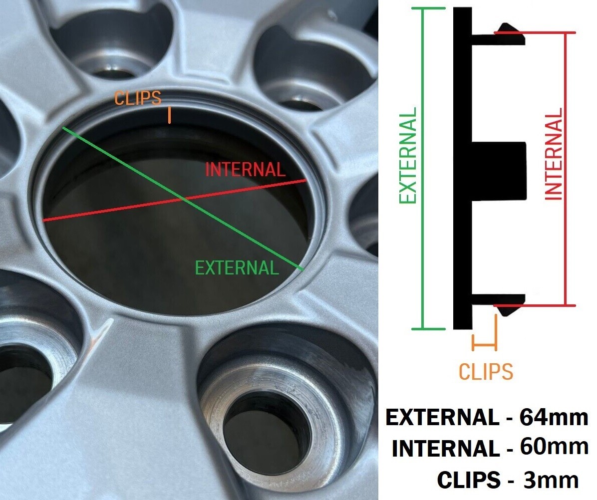 4 wheel center hub caps 64mm / 60mm for honda
