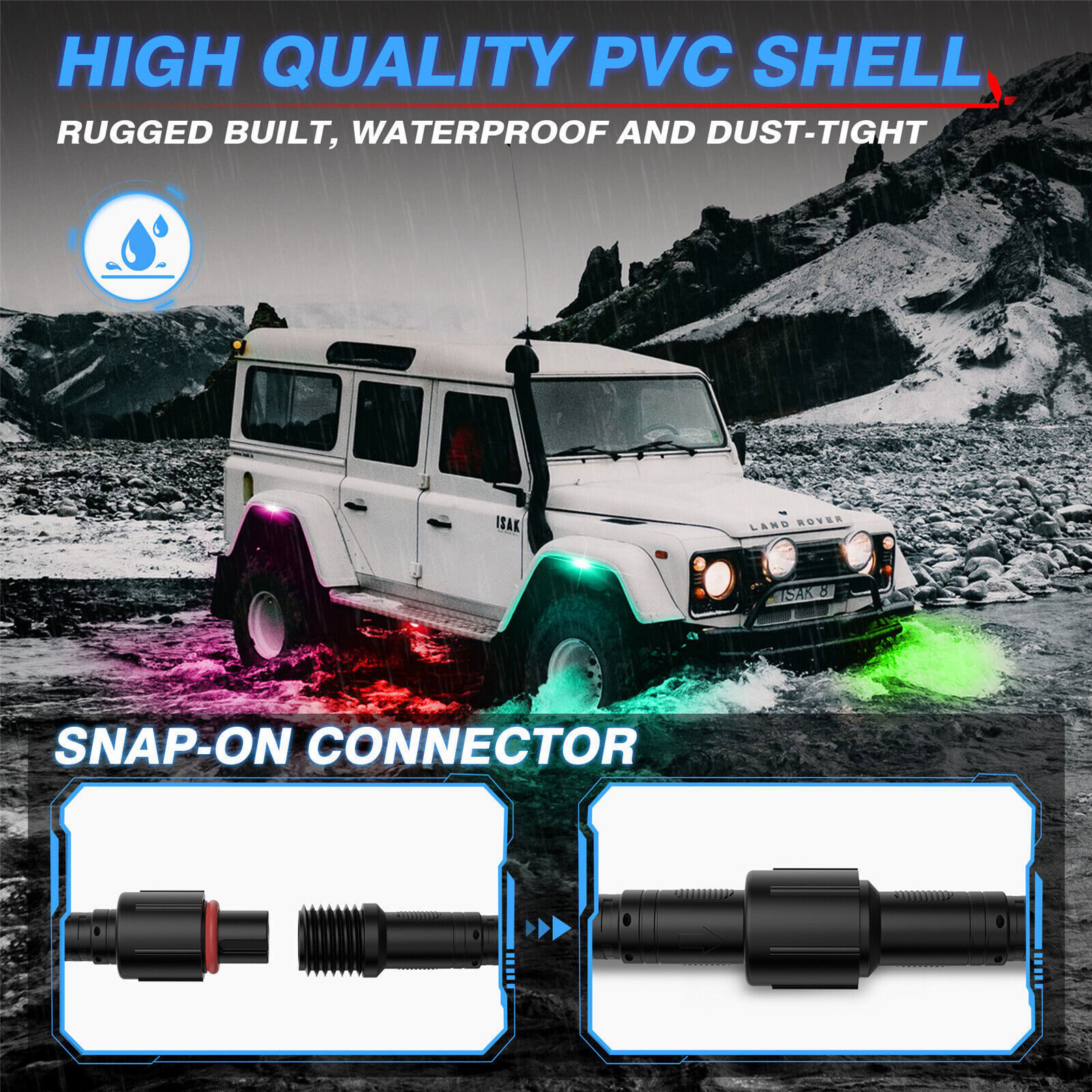 MICTUNING 6.56FT 3-Pin Extension Wire Cable Cord for C2,W1,V1 RGB+IC Rock Lights