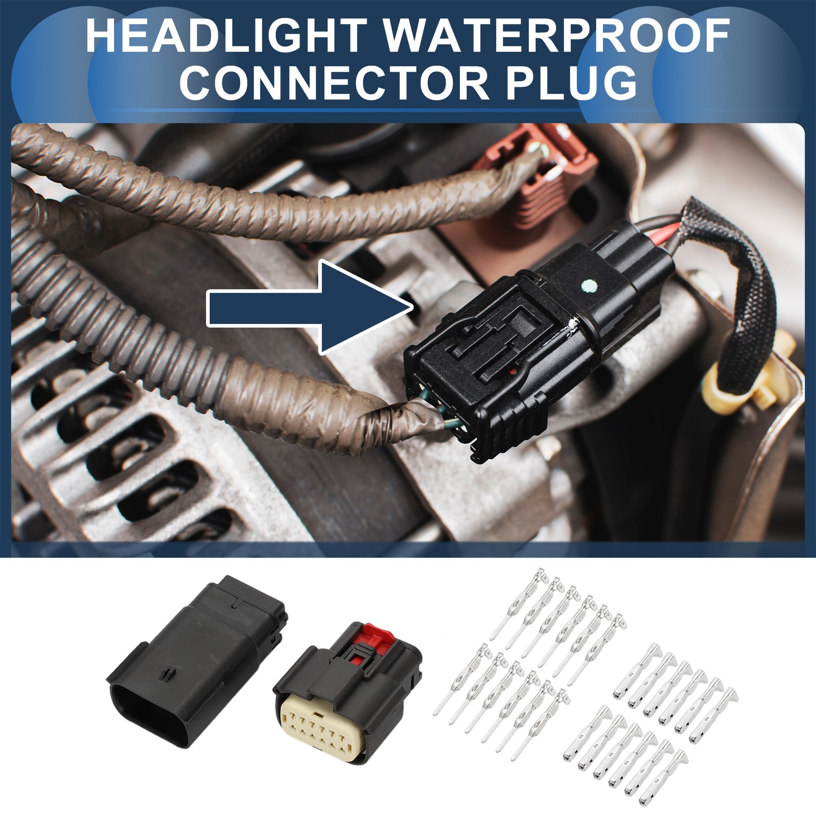 12 Pin Headlight Waterproof Connector Plug for Buick 1 Set Plastic Copper Black