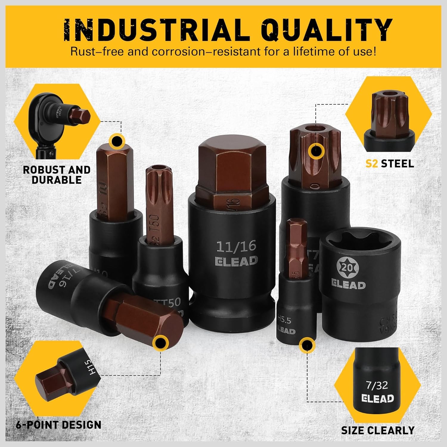 66-Piece Torx Bit & Hex Socket Set: Premium CR-V & S2 Alloy Full Size