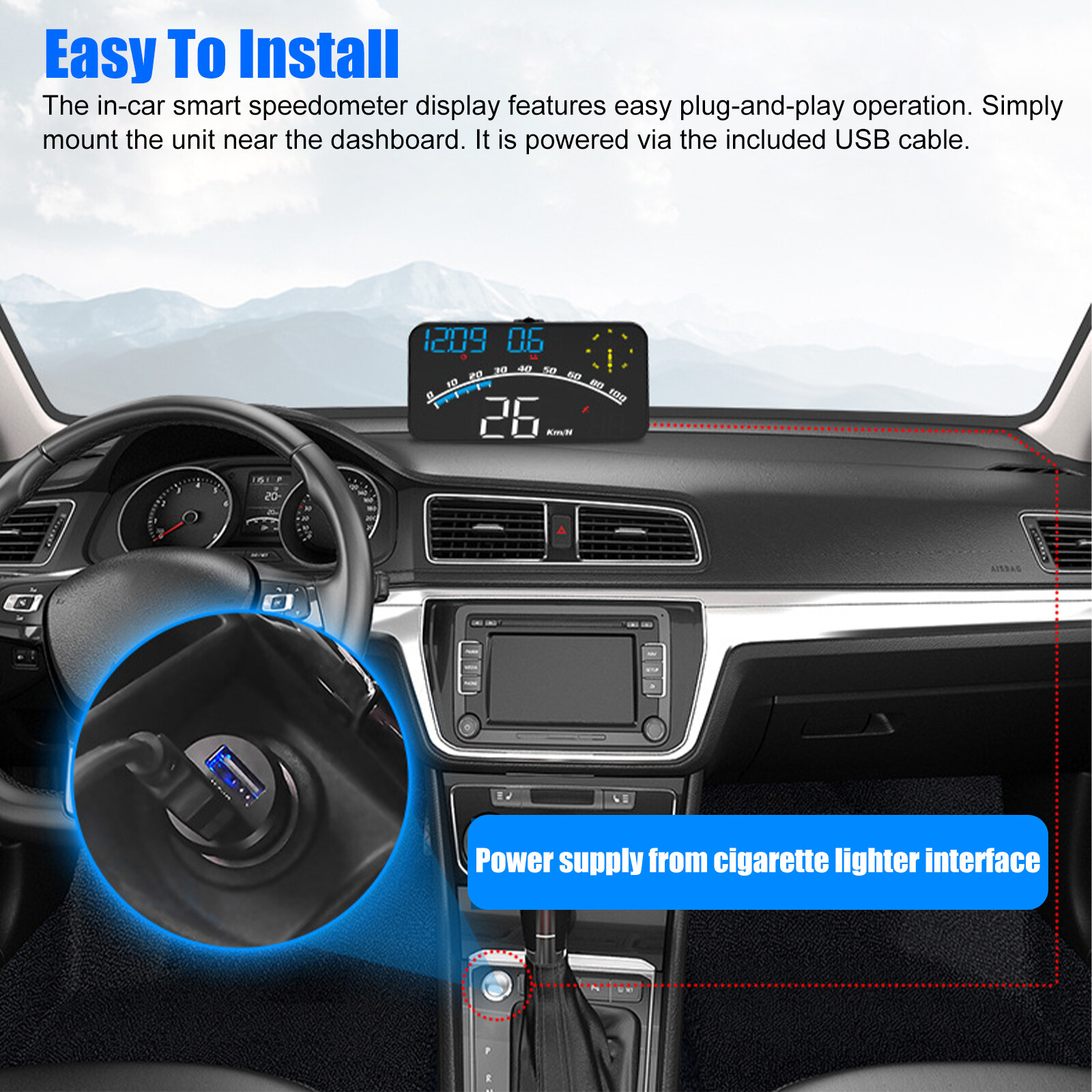 GPS Digital Speedometer Car Truck Motorcycle Head Up Display Odometer HUD MPH