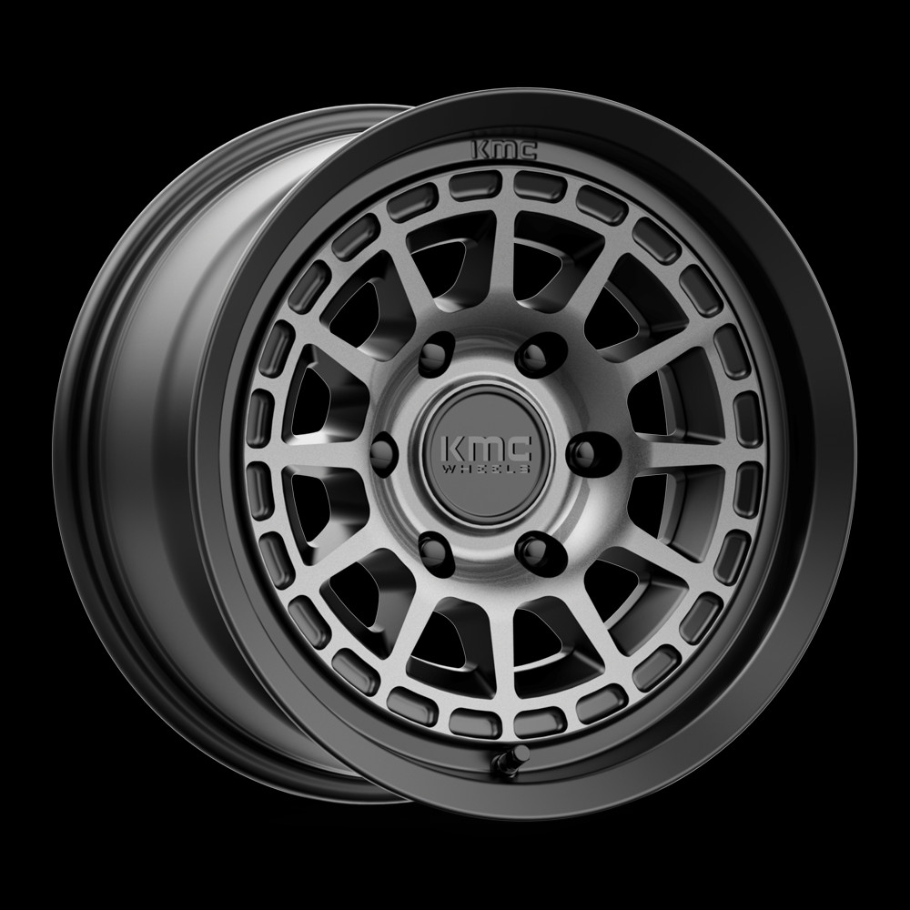 17×8 KMC KM719 Canyon Satin Black With Gray Tint Wheel 6×5.5 (20mm)