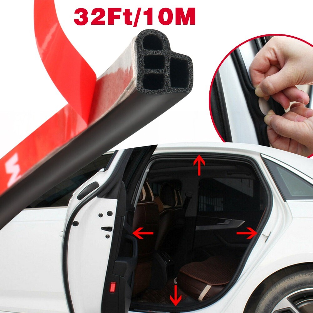 32Ft Car Door Rubber Seal Strip L-Shape Layer Automotive Weather Stripping Trim