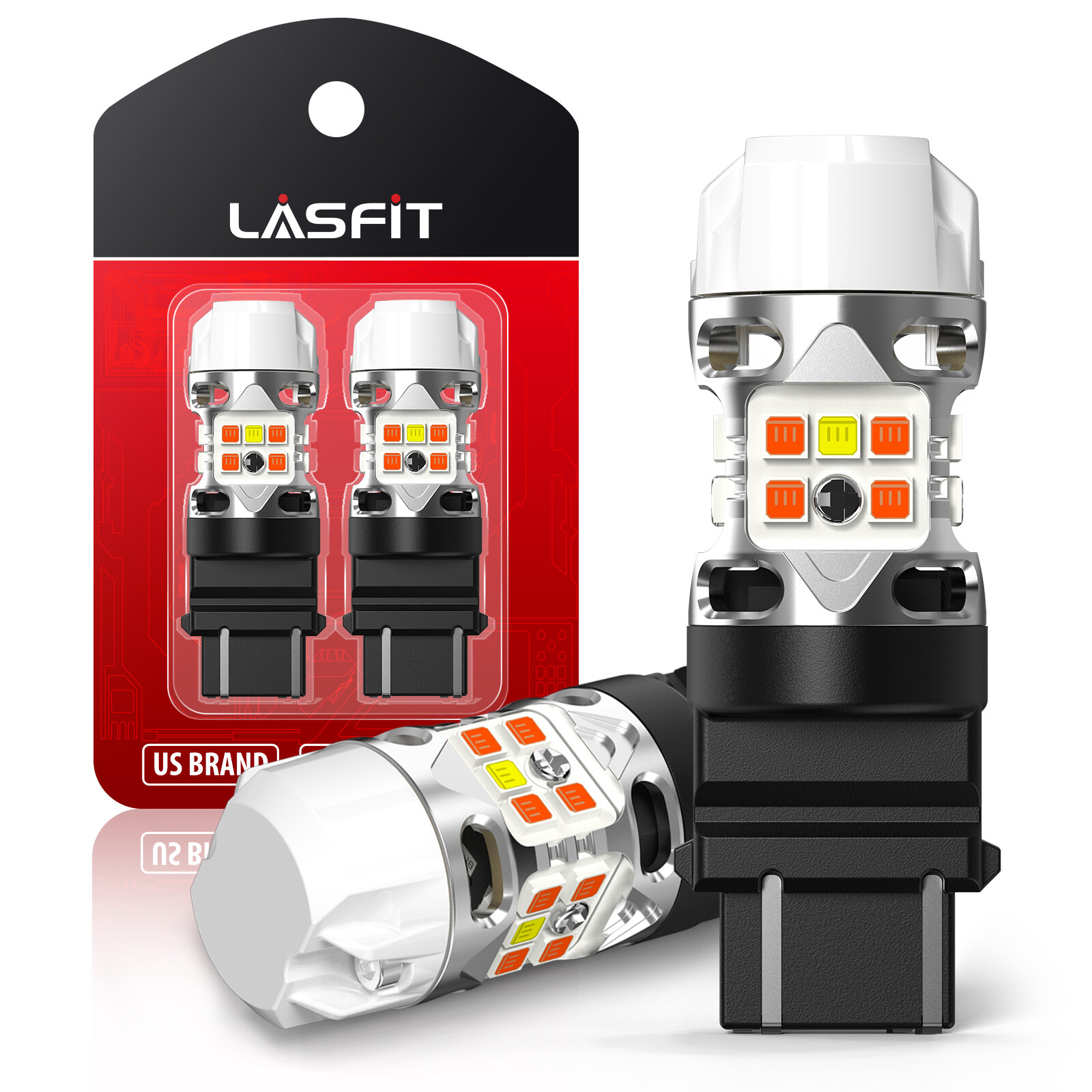 2xLASFIT 3157 4157 Switchback LED Turn Signal Light Bulb Anti Hyper Flash Canbus