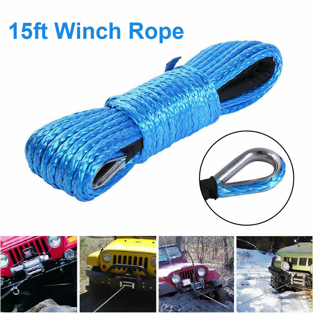 10000LBS 1/4″x50′ Synthetic Winch Rope Line Recovery Cable 4WD ATV UTV W/Sheath