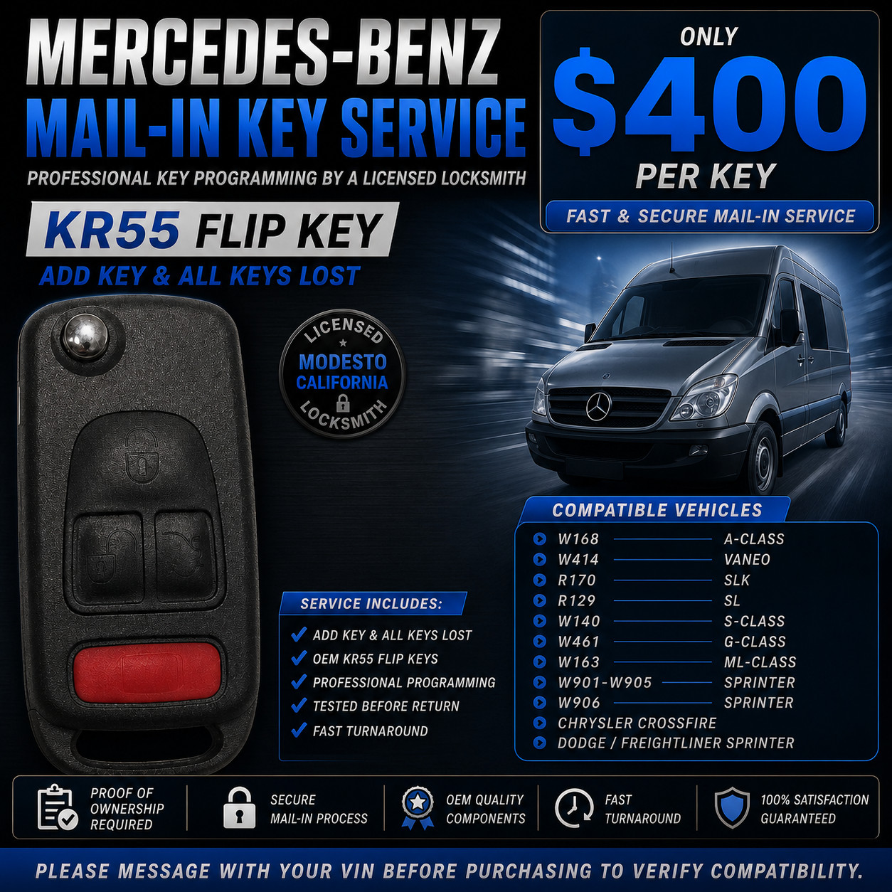 Mercedes-Benz • Chrysler • Dodge • Freightliner IR Flip Key Programming