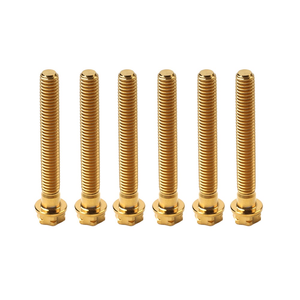 6pcs Titanium Bolts Torx Head Flange Screws M8x50mm Gold For Motorcycle Bike
