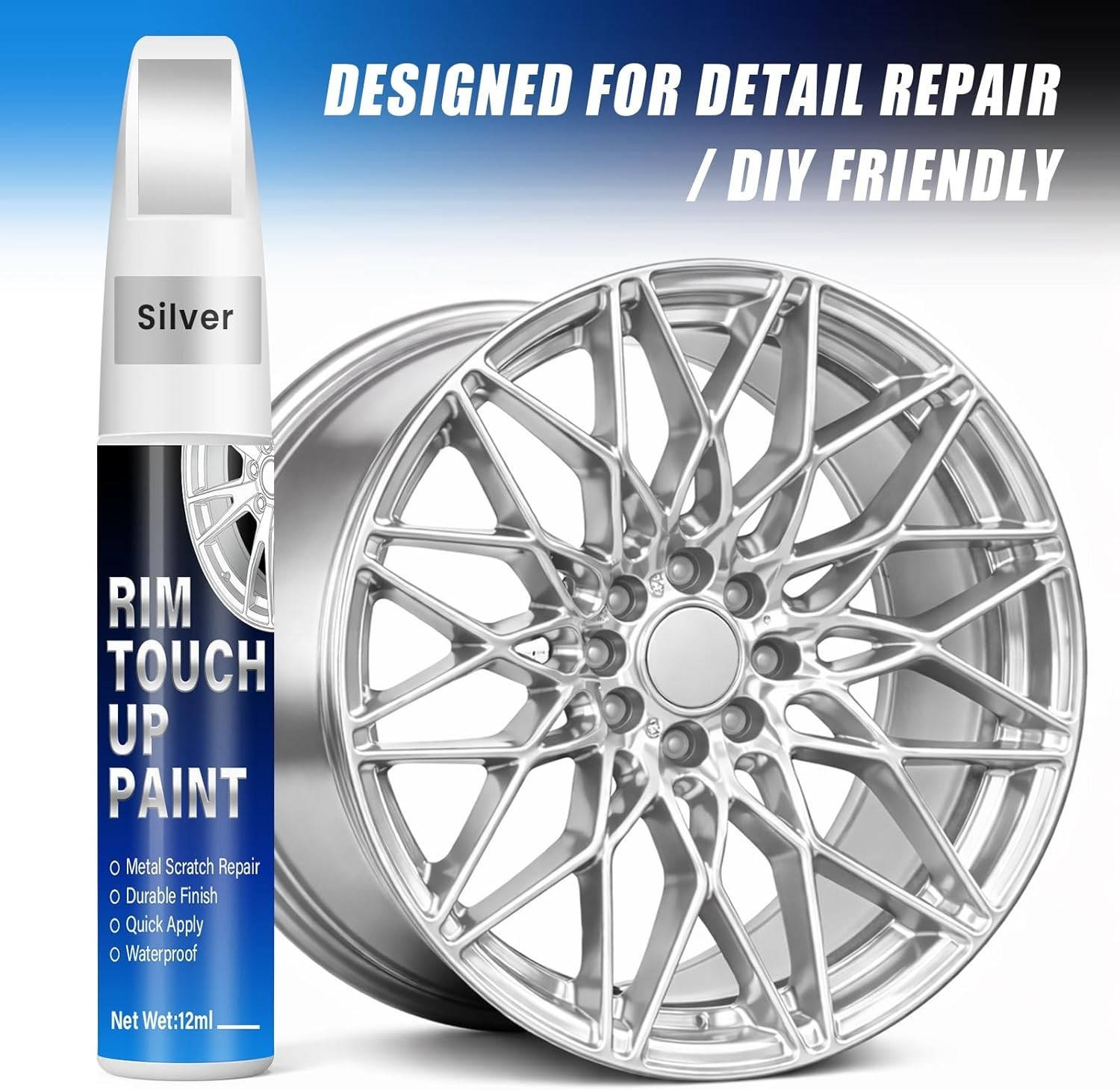 Wheel Repair Kit Silver Rim Touch Up Paint Car Wheel Paint Recover Scratch Fix