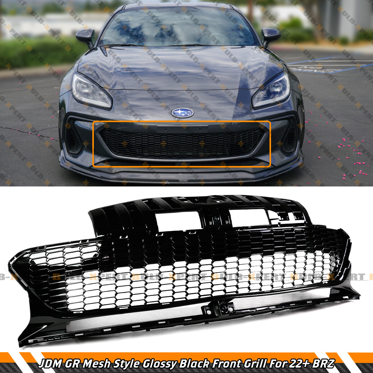 FOR 22-25 SUBARU BRZ ZD8 JDM GR MESH STYLE GLOSS BLACK FRONT BUMPER GRILLE GRILL