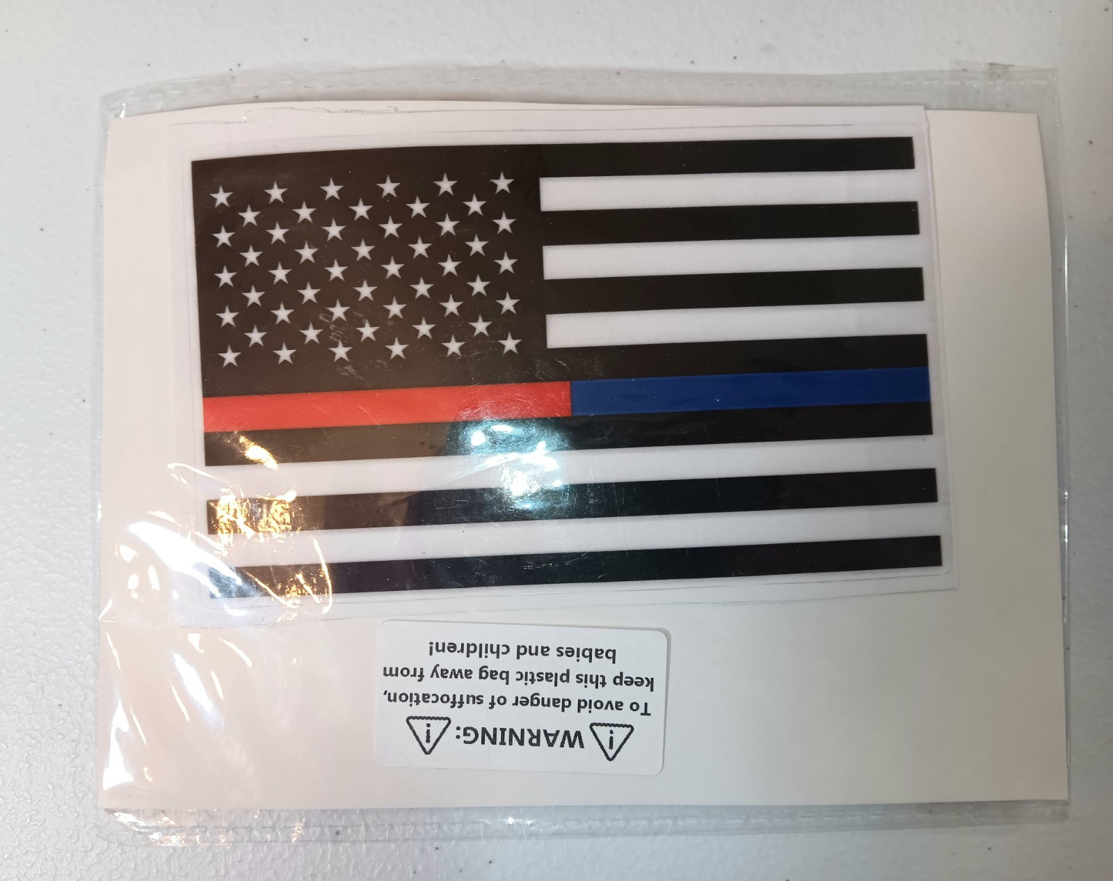 3×5″ Window Decal USA Flag Thin Red Blue Line Police Fire Fighter Clear Sticker