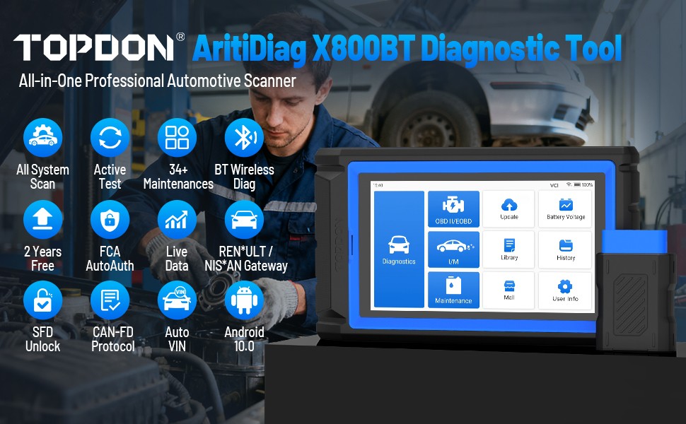 2026 TOPDON VeriDiag X800BT 34+Reset Bluetooth Bidirectional Vehicle Code Reader