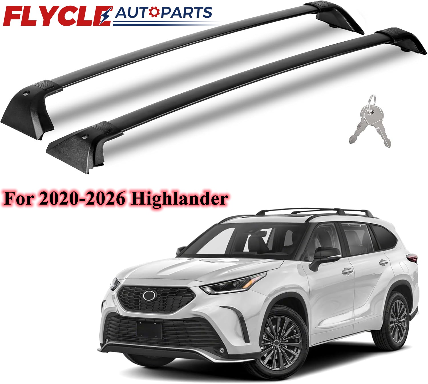 2pcs Roof Rack Rail Luggage Carrier Cross Bars For 2020-2026 Toyota Highlander