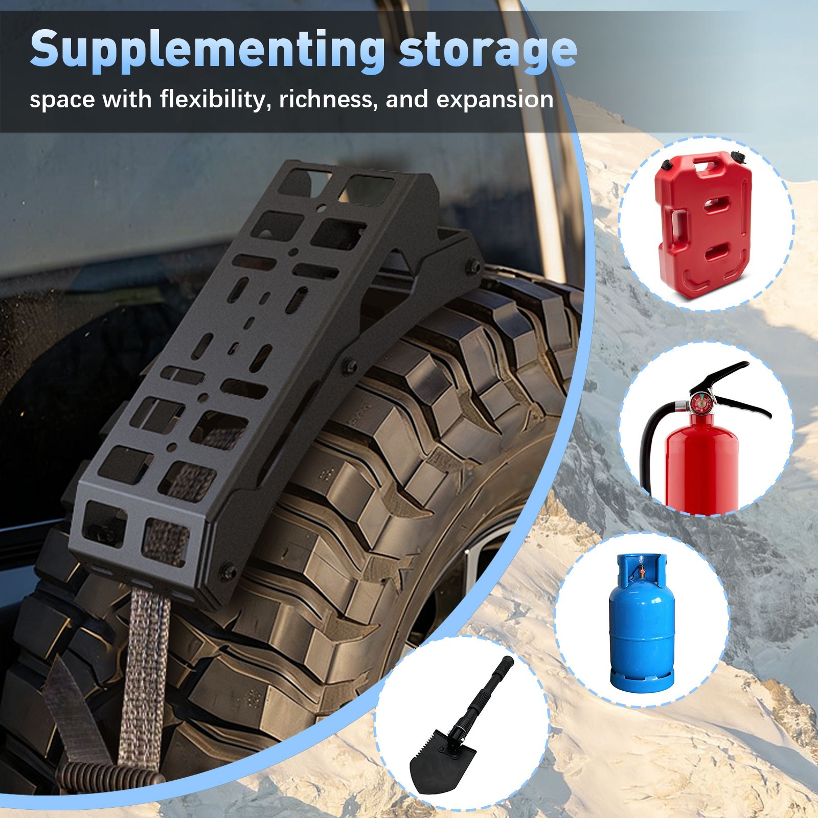 2Pcs Universal Spare Tire Molle Panel Mount, Vehicle Traction Boads Bracket
