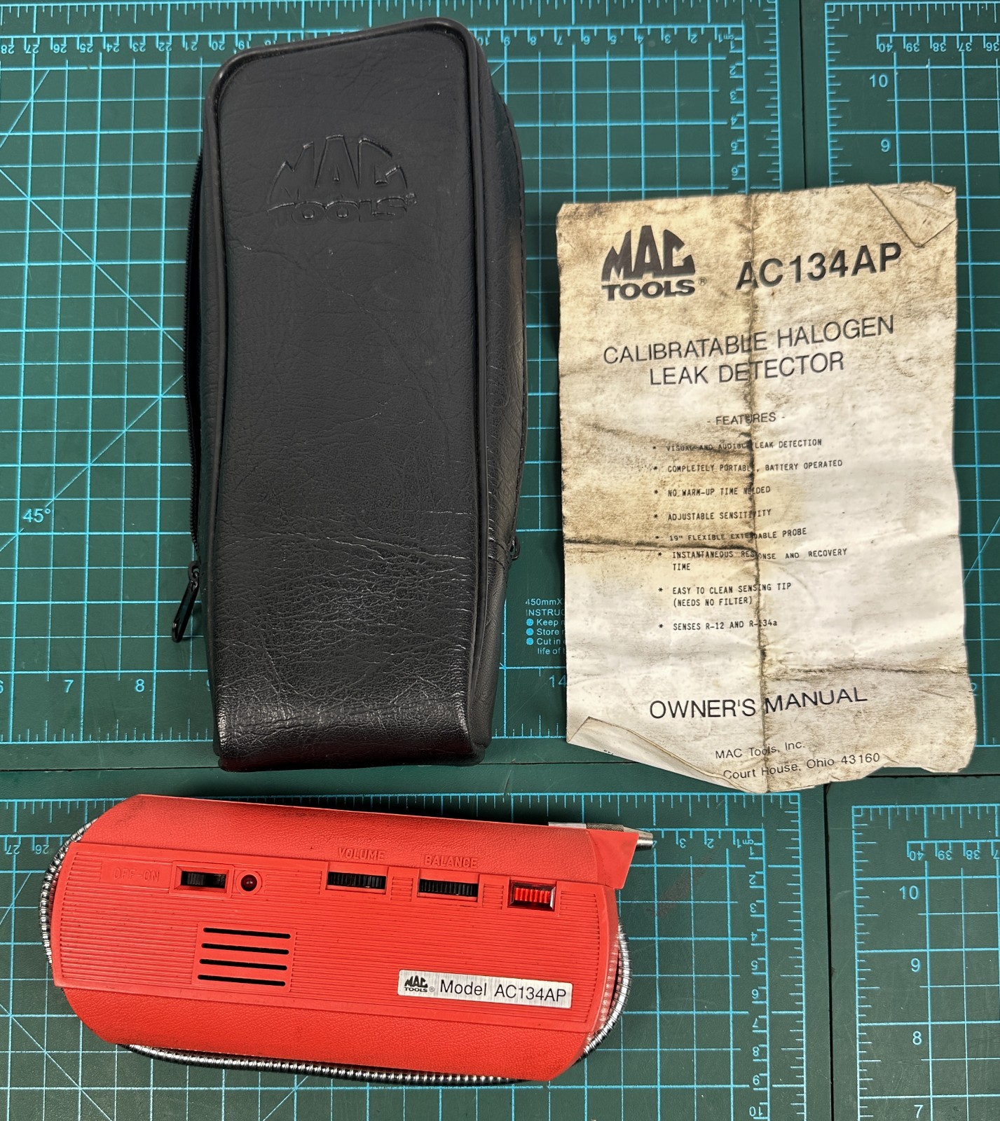 Mac Tools AC134AP A/C Halogen Electronic Leak Detector Case Manual Freon