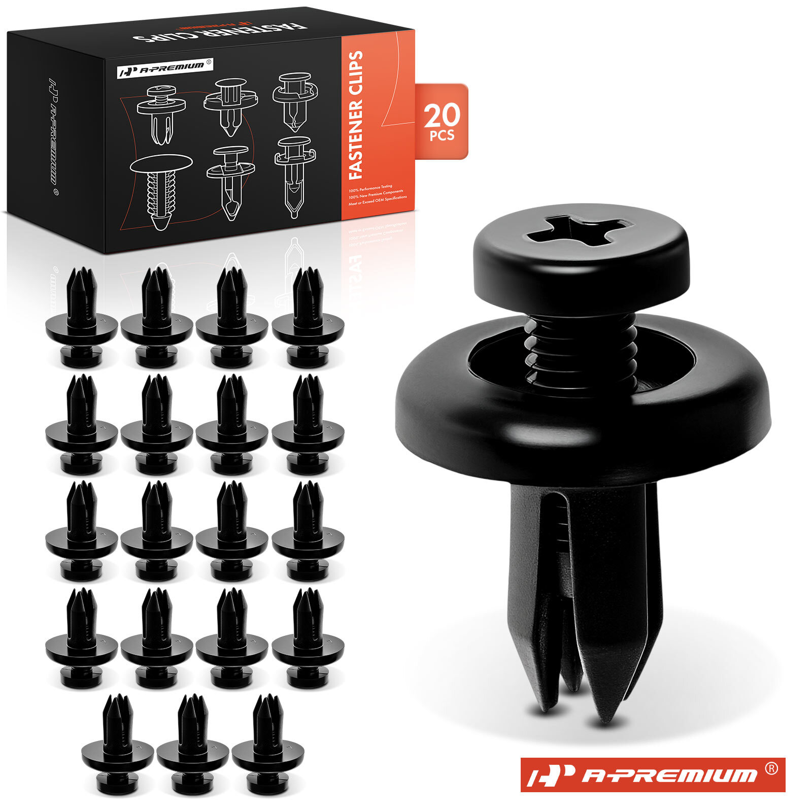 A-Premium 20Pcs 7mm Nylon Front Fender Retainer Clips Screw-Type for Honda Civic