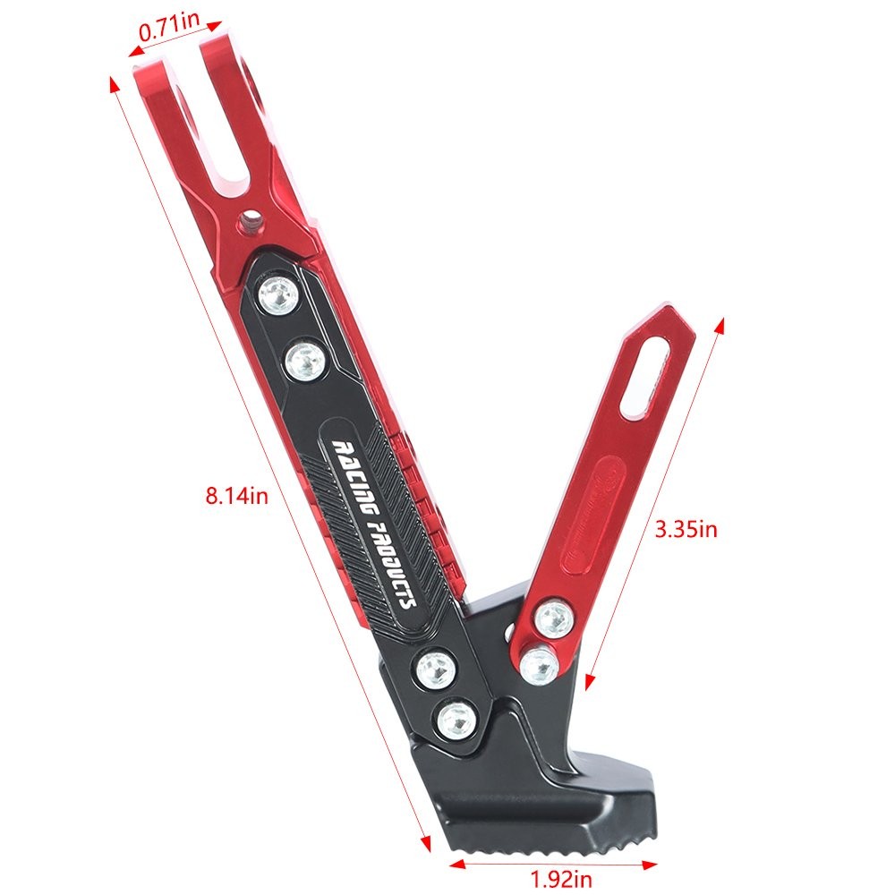Red CNC Aluminum Alloy Kickstand Adjustable Motorcycle Foot Side Support Stand
