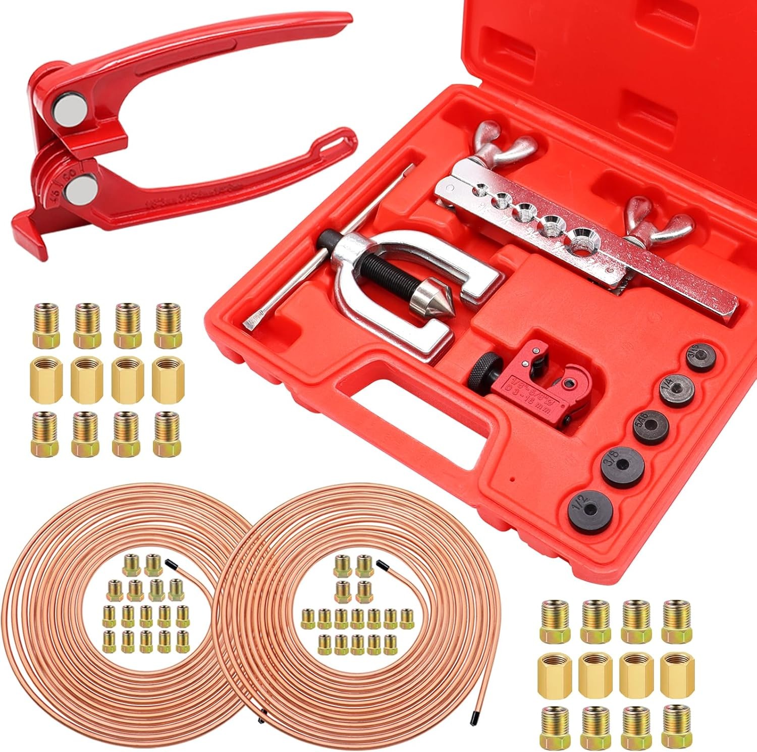 25 ft 3/16 + 1/4 Copper Coated Brake Line 3/16inch + 1/4inch, Gold