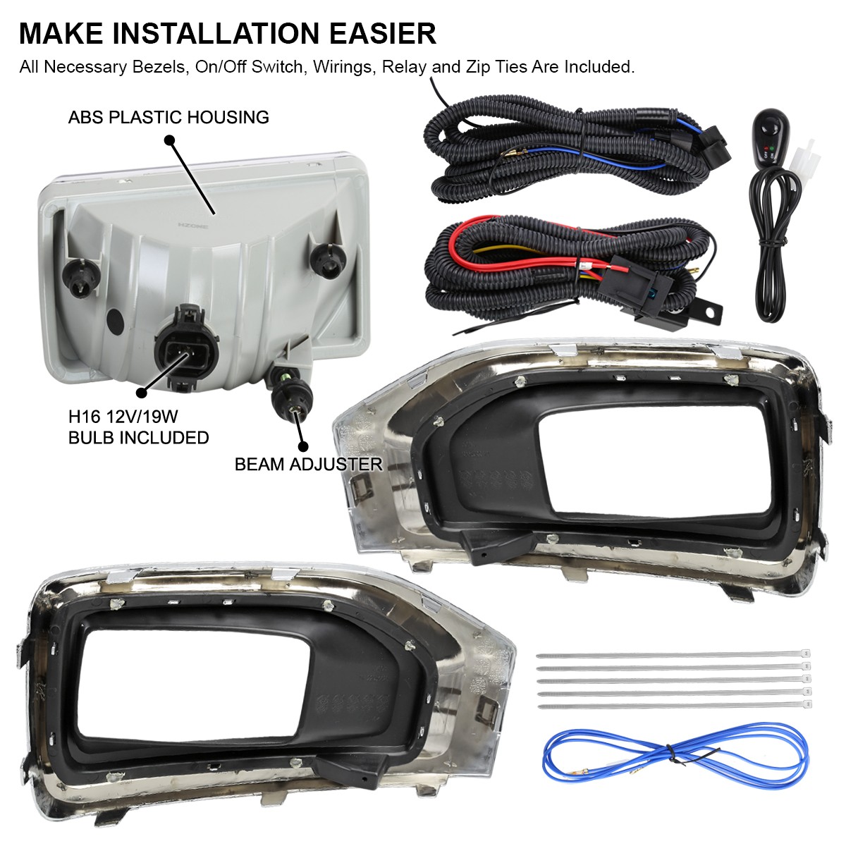 Fits 2015-2018 GMC Yukon XL Clear Bumper Fog Lights Driving Lamps+Bezels+Wiring