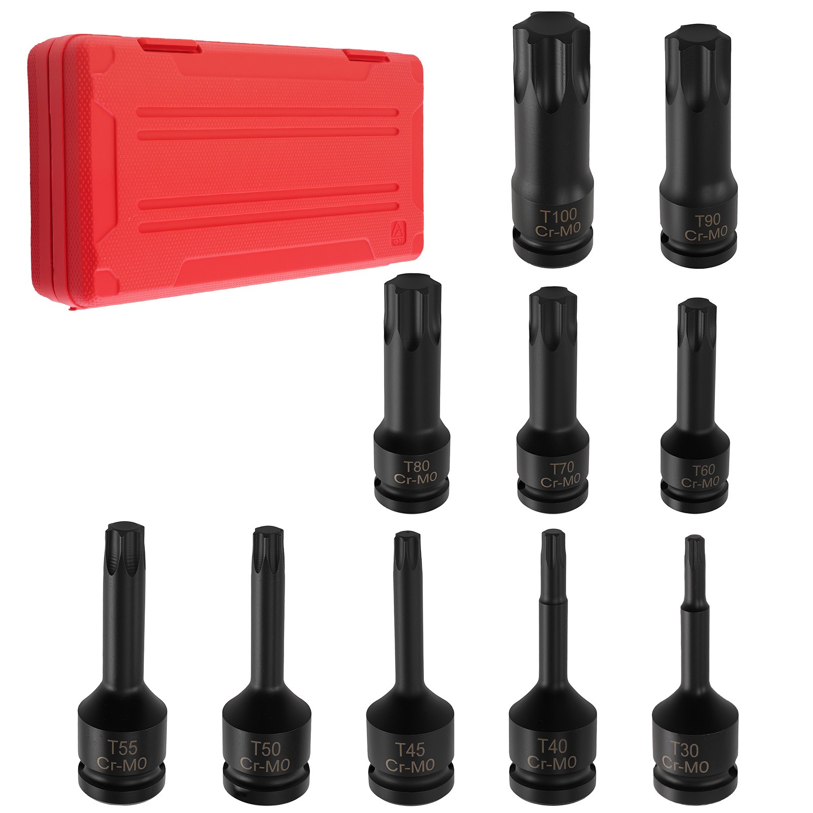 Professional 1/2″ Drive Star Bit Socket Set 10PC T30-T100 Impact Grade W/ Case