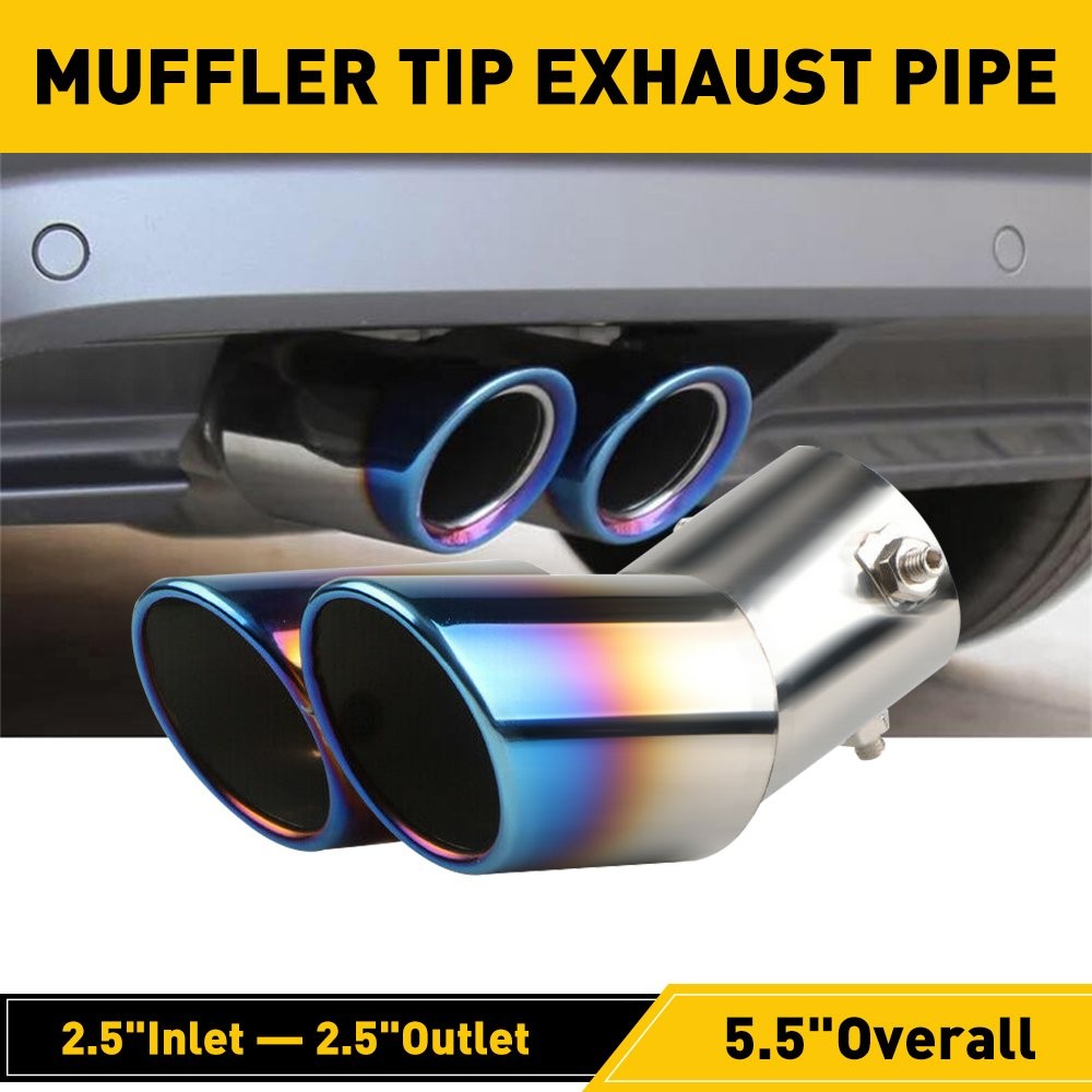 Exhaust Pipe Rear Tail Tip Throat Muffler Stainless Steel Color 3 Bend/Straight