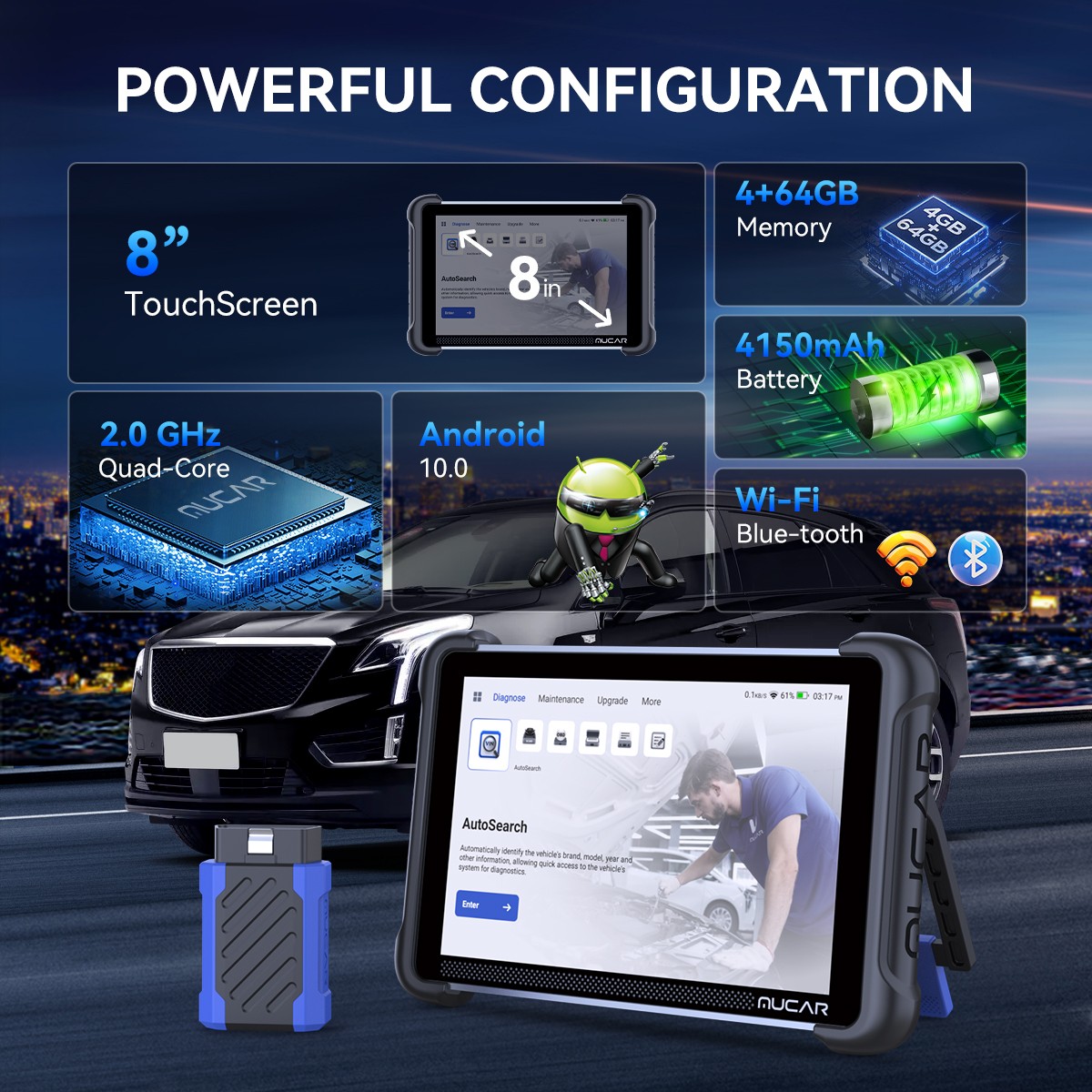 MUCAR 892BT+TPMS programmer AI-Diagnostic Scanner CANFD & DOIP 35 Resets T261