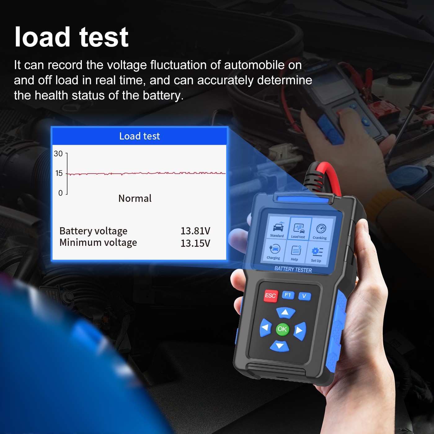 BT300 12V 24V Car Battery Tester Load Voltage Tester & Charging Analyzer 2000CCA