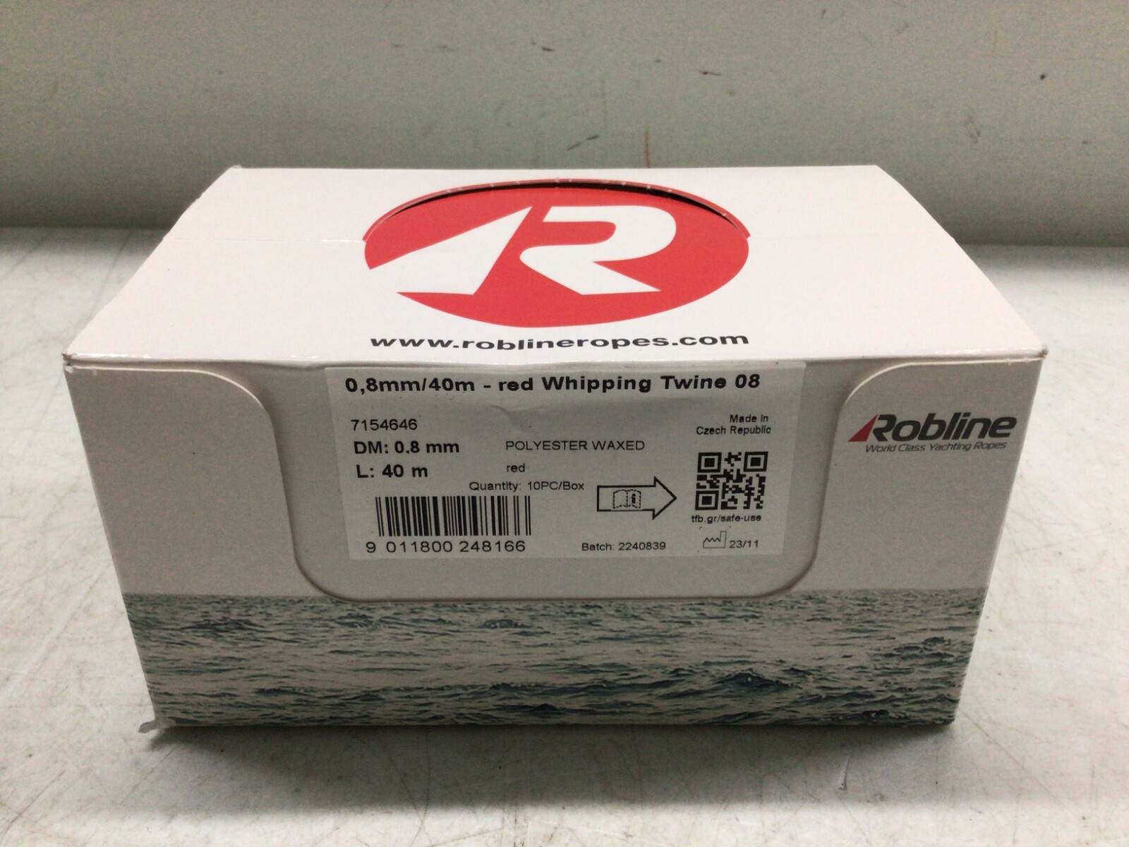 Robline Waxed Whipping Twine – 0.8mm x 40M – Red CASE OF 10