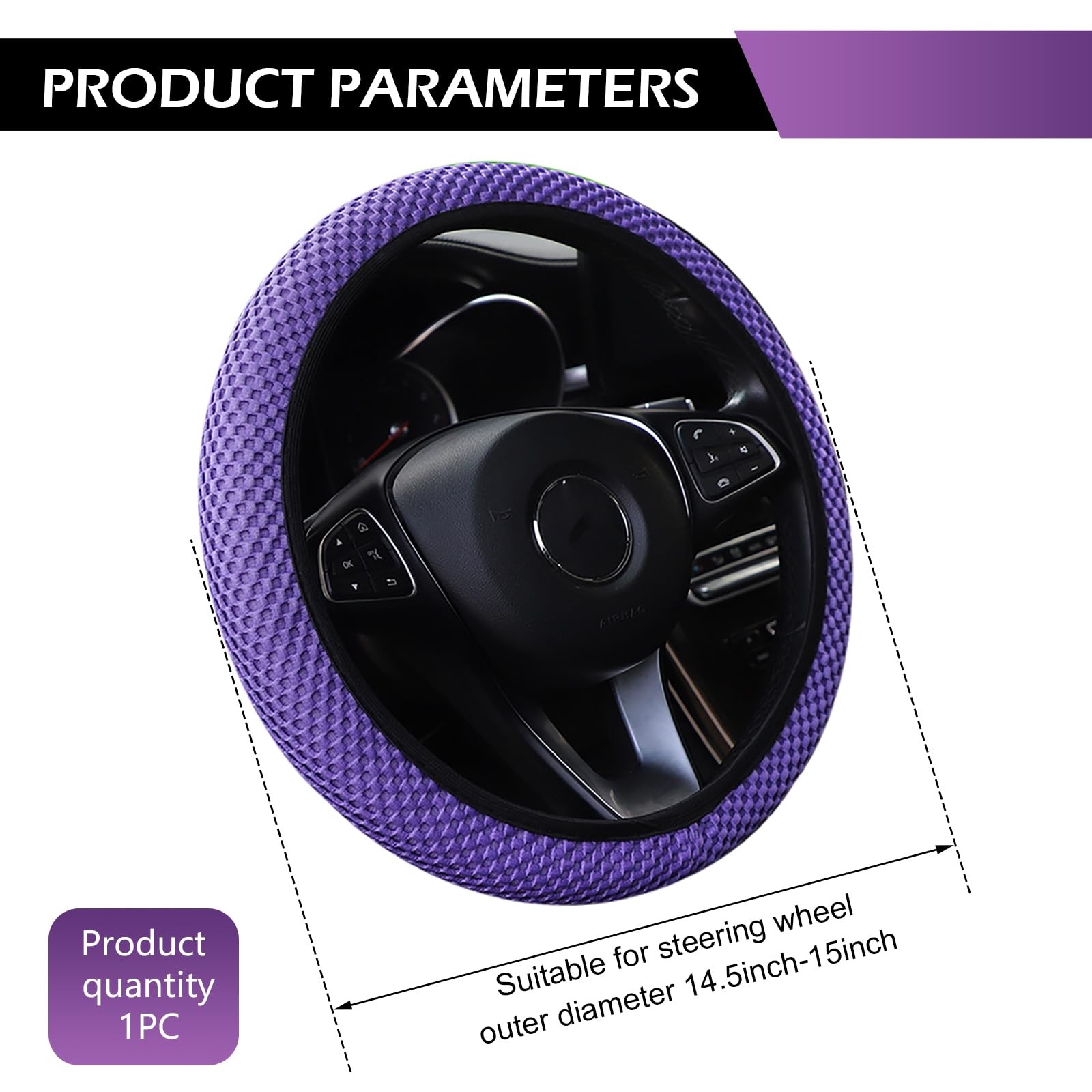 Zikefest Elastic Stretch Steering Wheel Cover, 15 Inch Soft Ice Silk purple