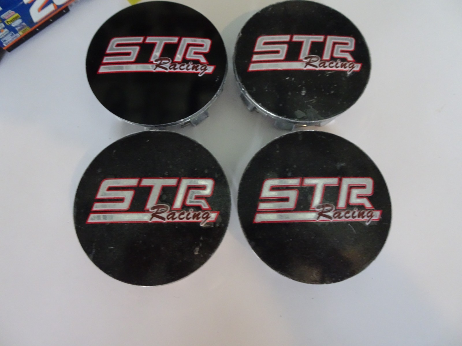 Set of 4 STR Racing Black Custom Wheel Center Cap # C-028K-83R