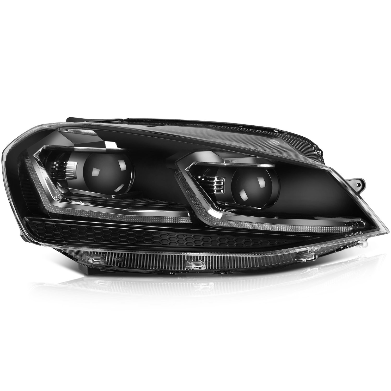 Black Full LED Projector Headlights W/ DRL Set For 2014-2019 Volkswagen Golf MK7