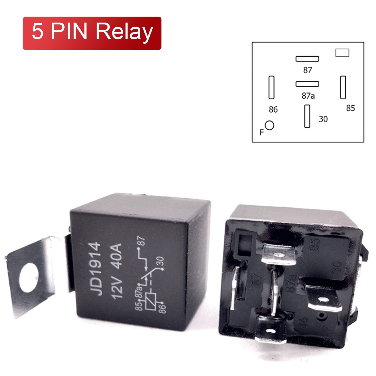5xAuto Relays 40A 12V DC Switch Harness Sockets Waterproof Automotive SPDT Black