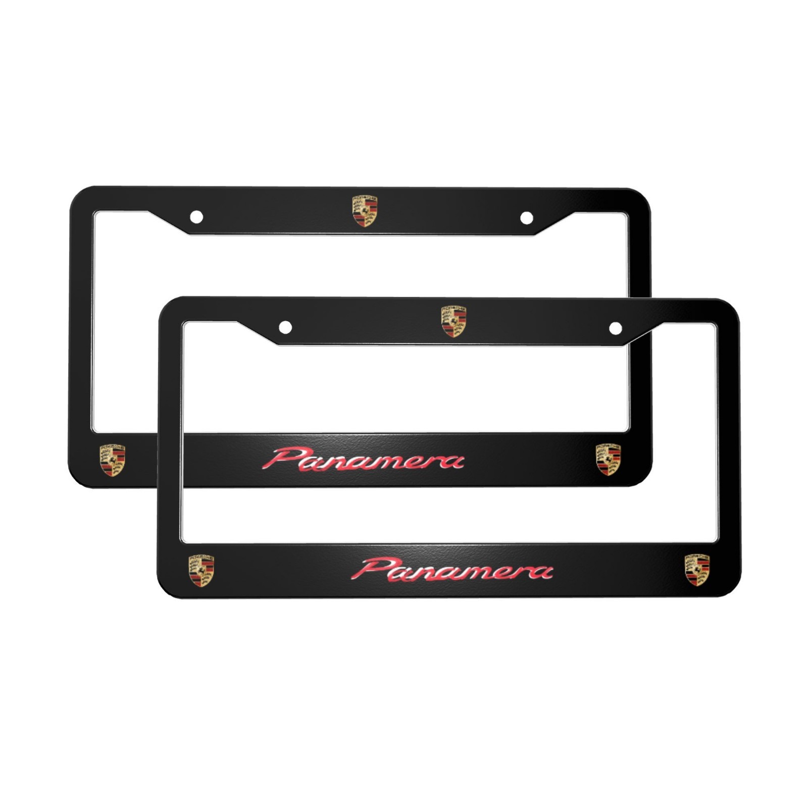 Porsche 2 Pack Stainless Steel Rust-Proof License Plate Frame Holder Black