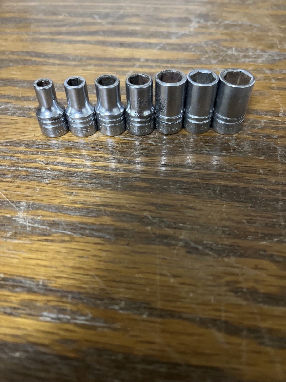Vintage Made in USA Indestro Tools 60 SAE 1/4″ Drive Sockets 3/16”-3/8” 7 Piece