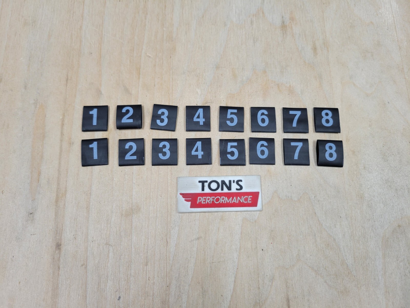 Ton’s Spark Plug Wire Black Heat Shrink Sleeve Marker with Numbers, 2 sets 1-8