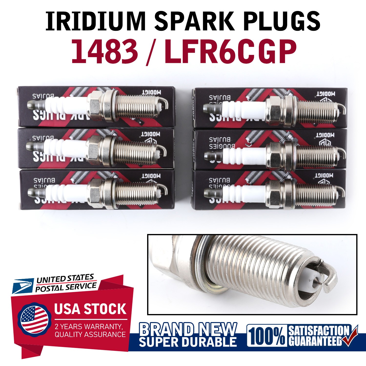 Set of 6 Premium 1483 / LFR6CGP Iridium Spark Plugs Kit – New And High Quality