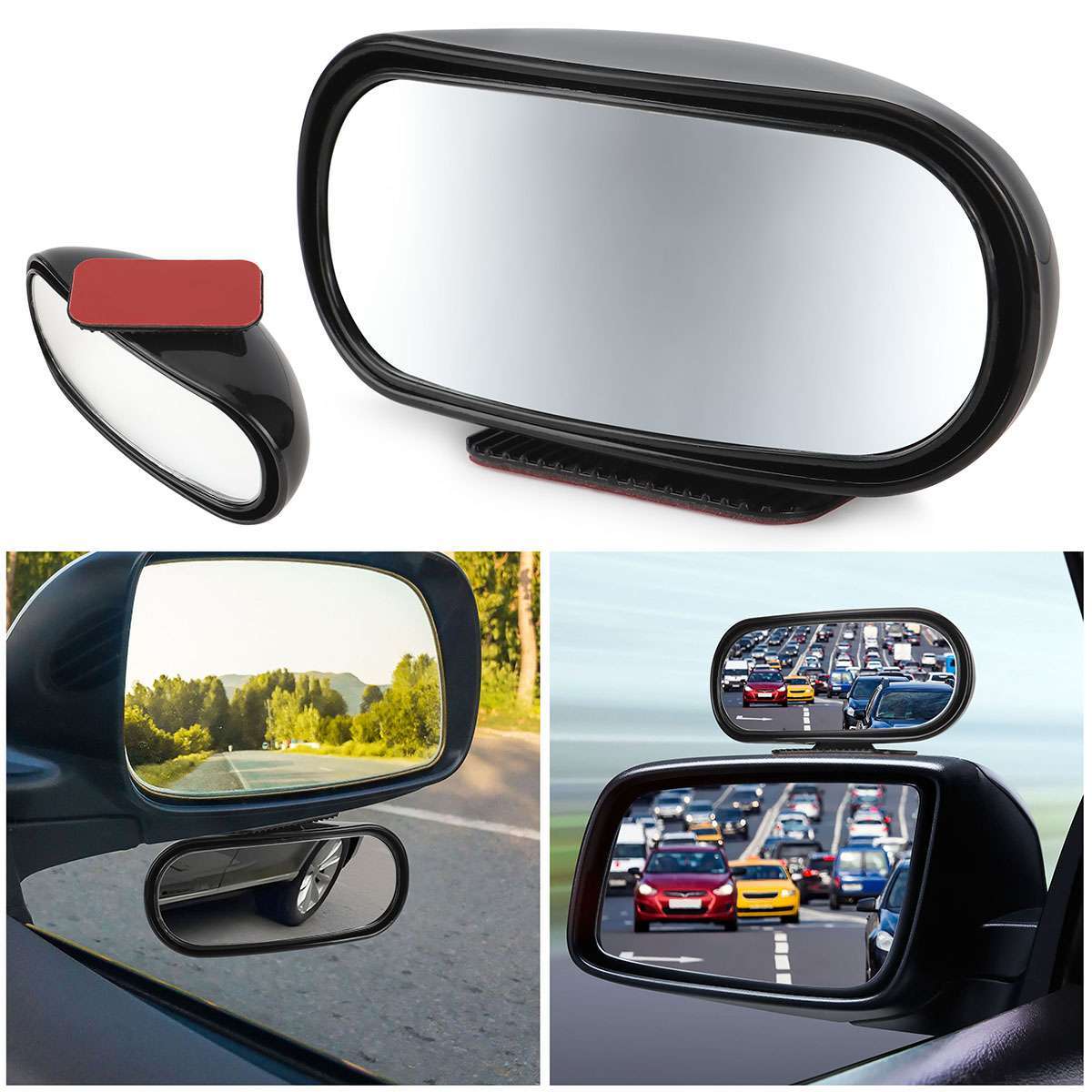 Universal Car Blind Spot Mirror Rear View 360° Degree Adjustable Wide Angle Side