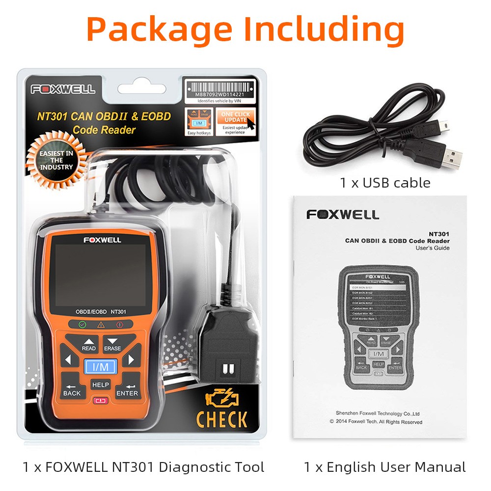 Foxwell NT301 OBD2 Scanner car enginee Diagnostic Scan Service Tool Code Reader