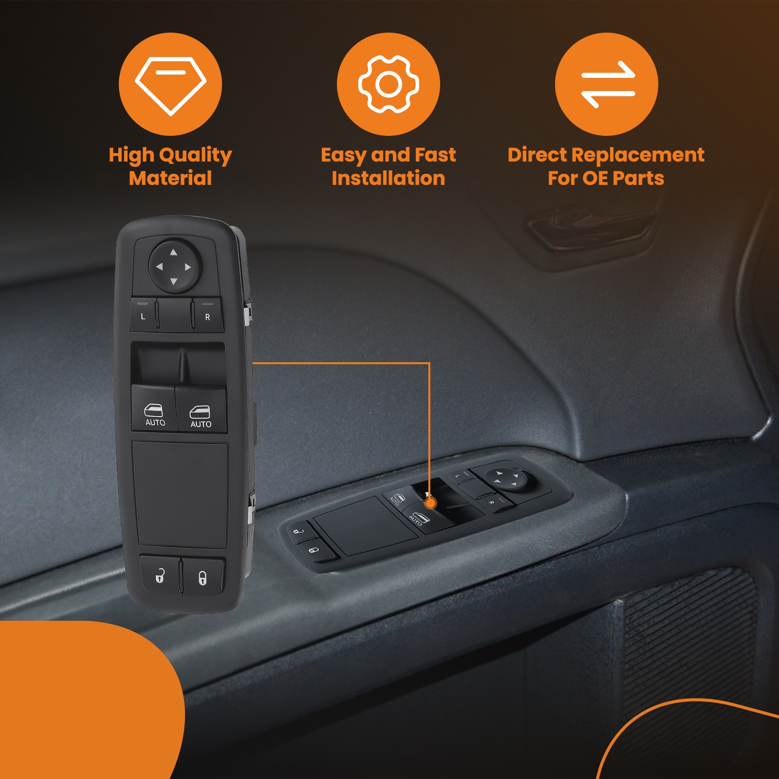 Power Window Door Lock Switch For Dodge Ram 1500 2500 3500 2013-19 68148893AB