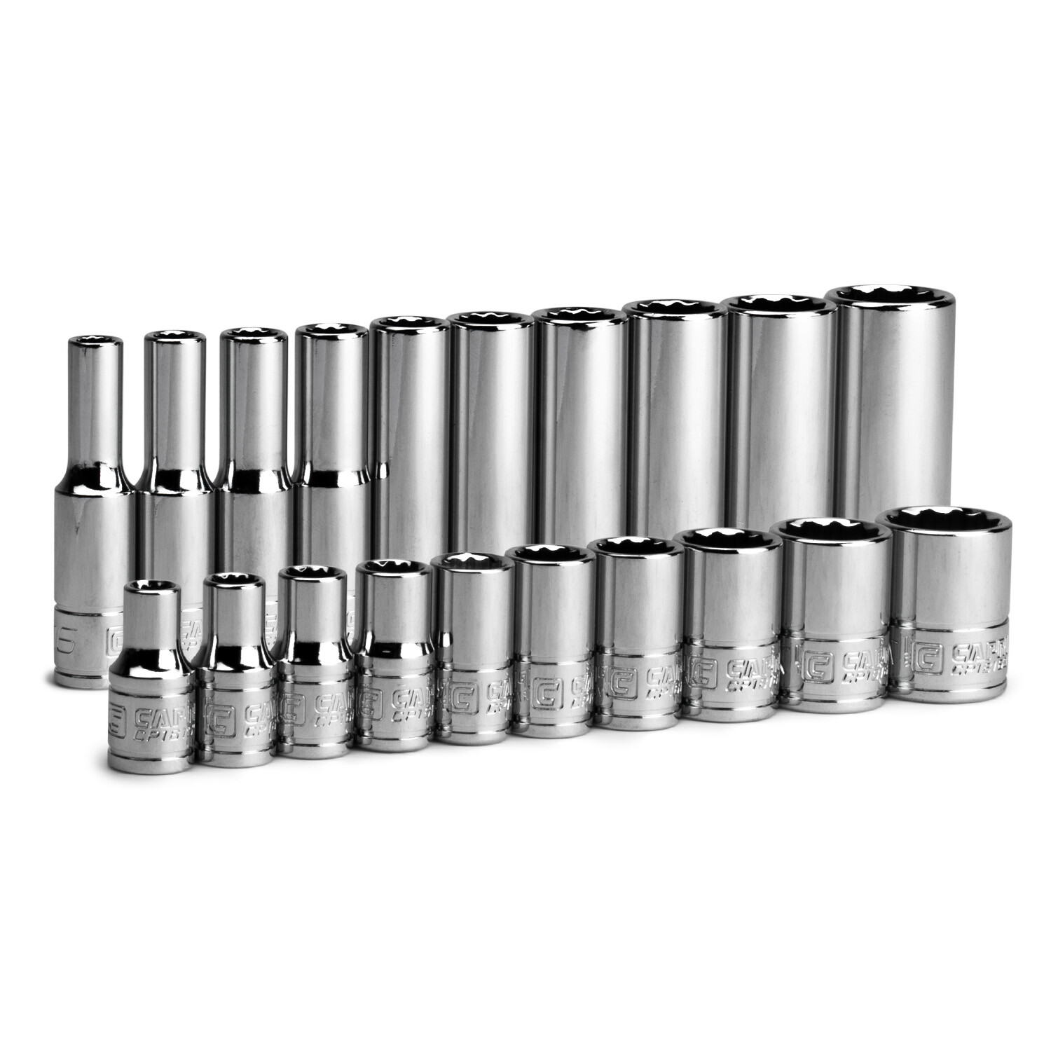 Capri Tools 1/4 in. Drive 12-Point Socket Set, 3/16 to 9/16 in., SAE, 20-Piece