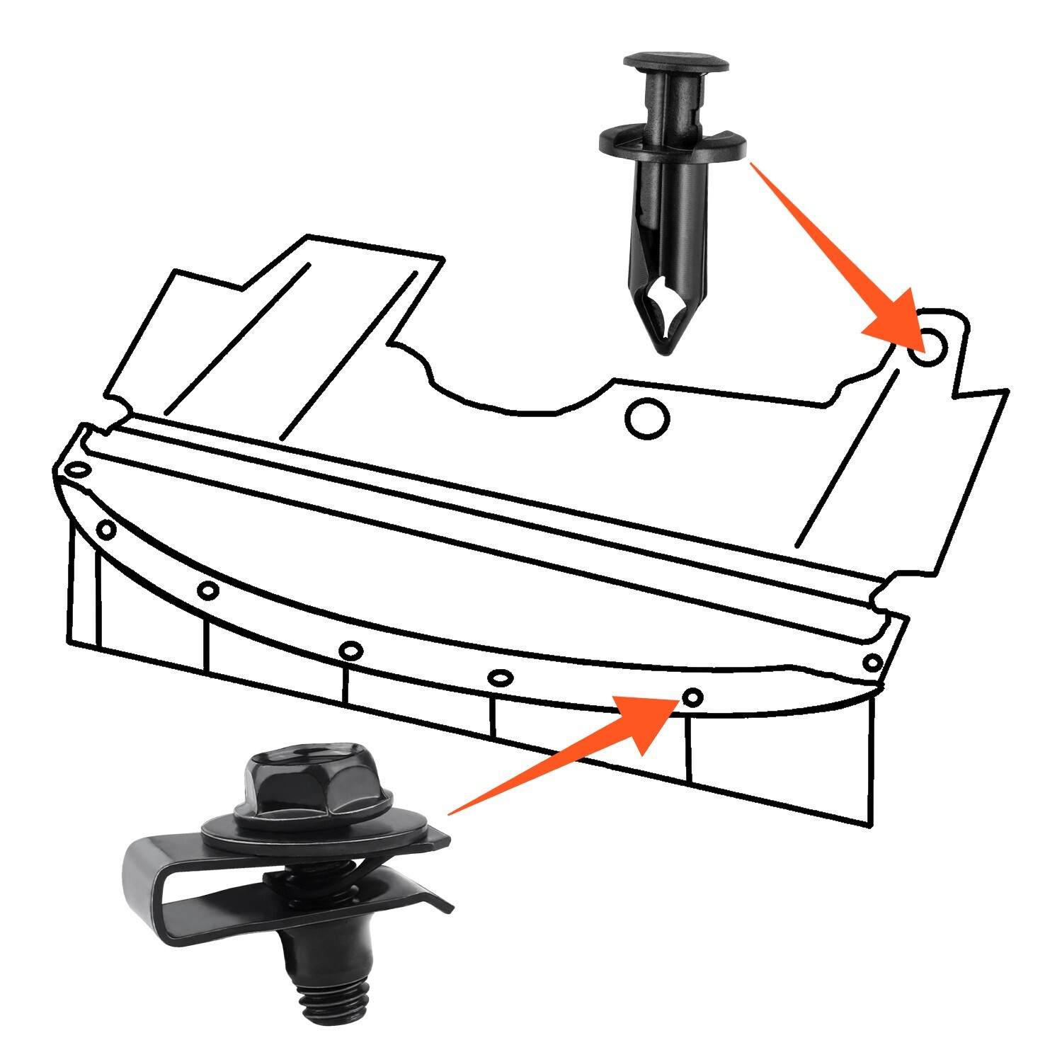 For Volkswagen Body Bolts & U-nut Clips – M6 Engine Cover Undertray Screws 35PCS