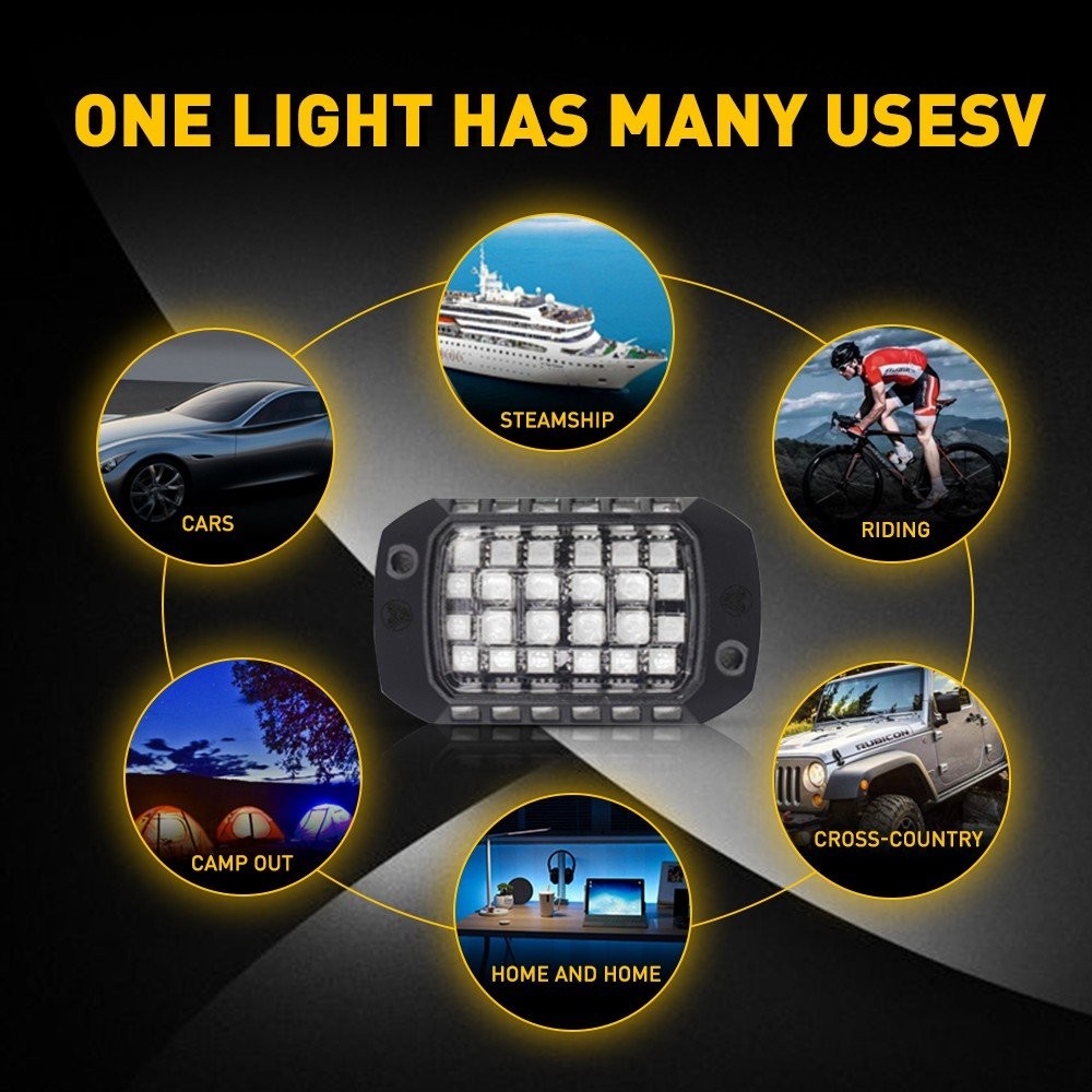 16Pcs Red LED Rock Light Underbody Trail Rig Glow Lamp For Offroad SUV Pickup