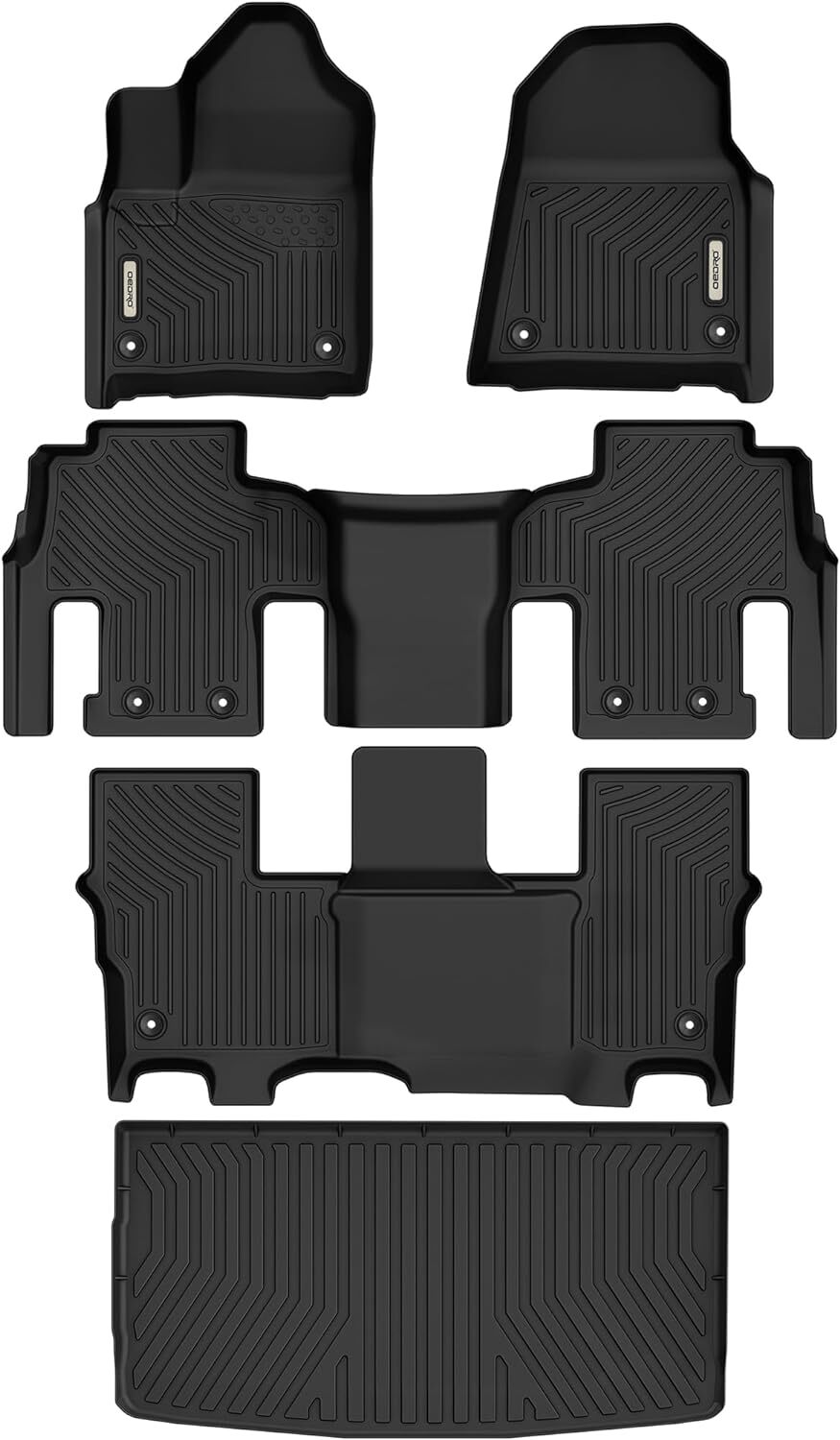 OEDRO 3 Row Floor Mats & Cargo Liner for 2022-2025 Jeep Wagoneer TPE All-Weather
