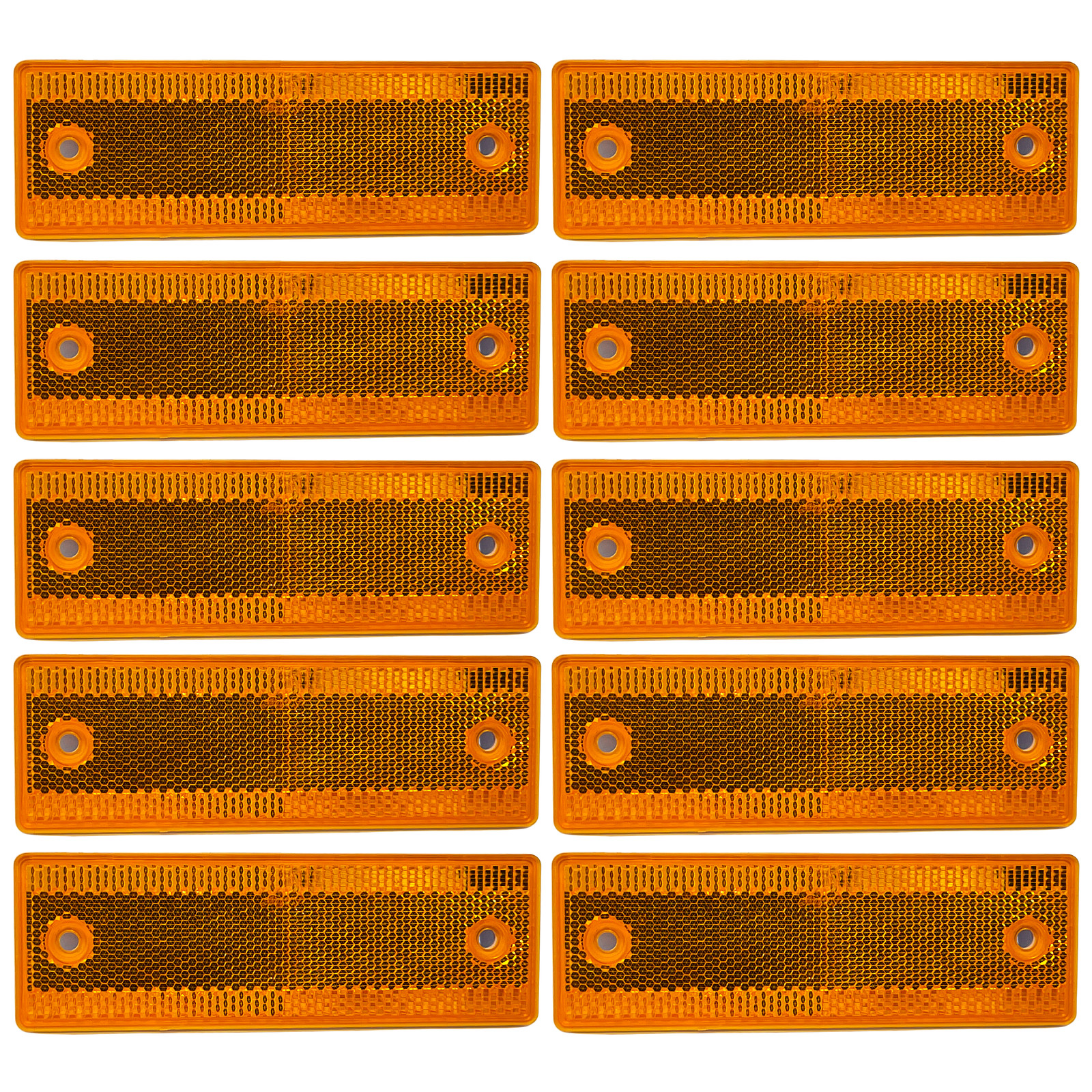 Rectangular Reflector Screw Mount 150mmx50mm (6″x2″) – 10 Pack Amber Class A