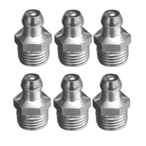 6 Pieces Grease Fitting BSPP BSP Pipe 1/8-28 Zerk Nipple Straight