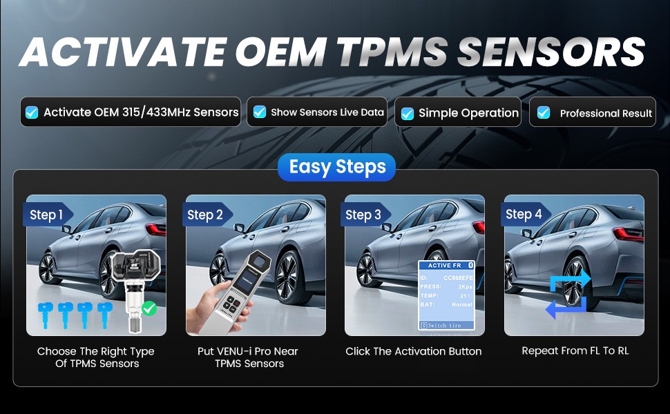 2025 THINKCAR VENU iPro TPMS Programming Tire Sensor Relearn Reset Activate Tool