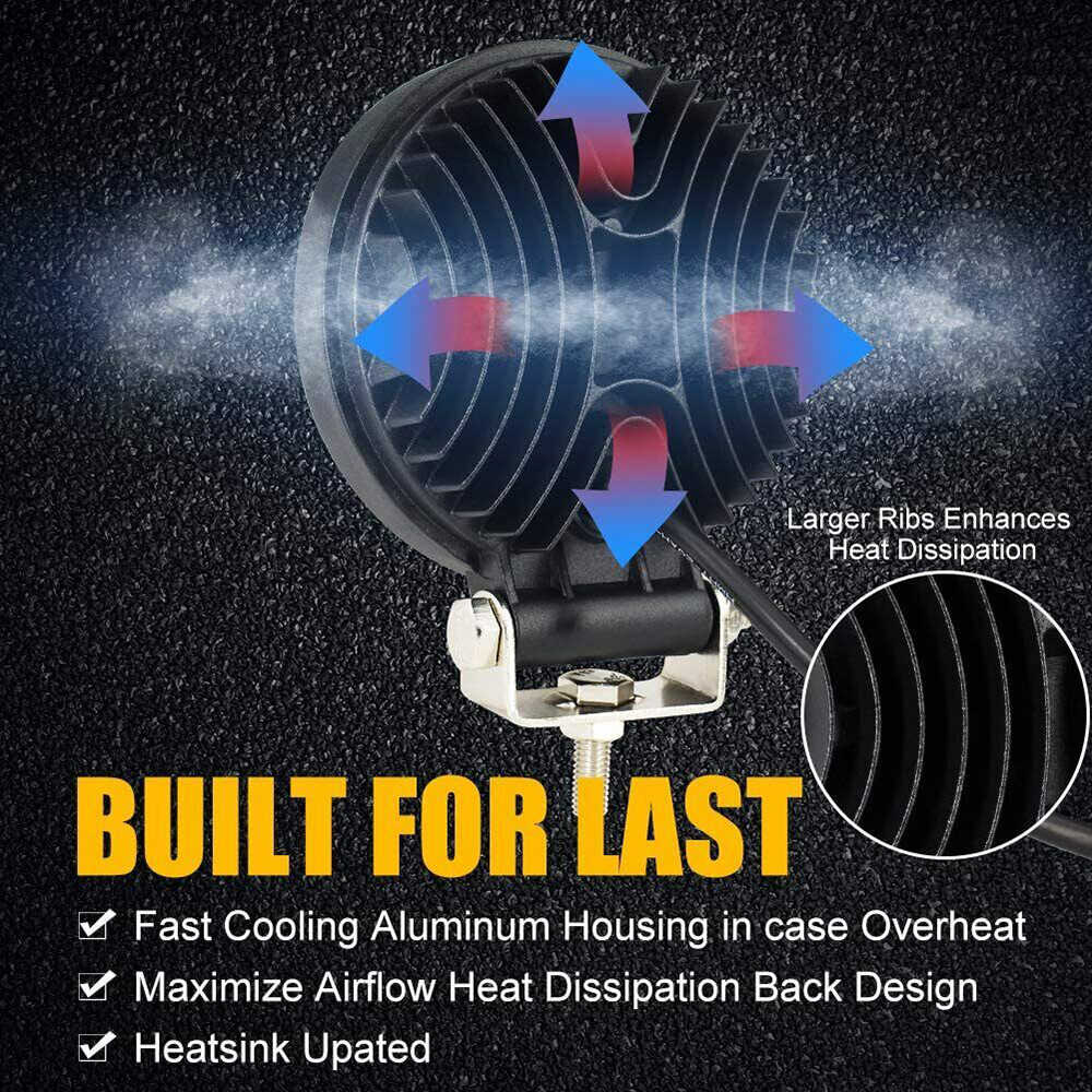 Pair 5”Inch LED Work Light Spot Flood Driving Fog Round Amber Lamp Offroad